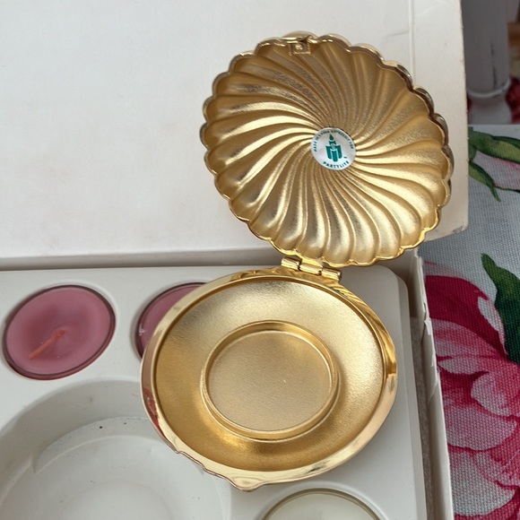 NIB PARTYLITE Traveling Tea Light Candle Set With Gold Candle Holder6 Tea Lights - Picture 3 of 7
